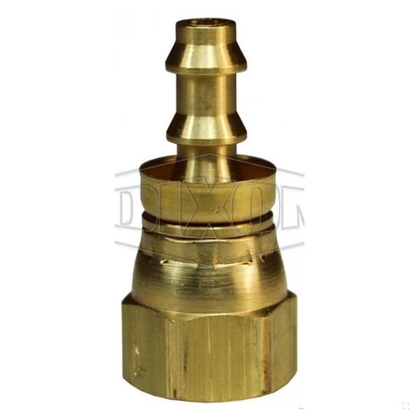 Dixon Hose Barb Fitting with Brass Cap, 9/16-18 x 1/4 in Nominal, 37Deg Female JIC Swivel x Push-On Hose B 2880409CBC - main